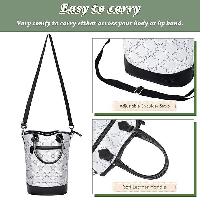 Tirrinia Insulated Wine Gift Carrier Tote - Travel Padded 2 Bottle Wine/Champagne Cooler Bag for Portable Wine Bottle Carrying Case, Women Men Wine Party Bag for Event,BYOB,Beach, Gift for Wine