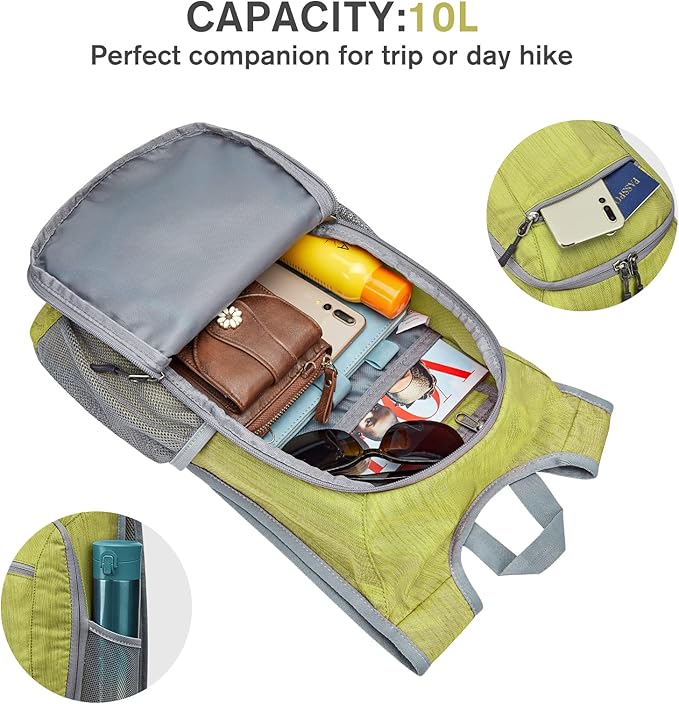 G4Free 10L/15L Hiking Backpack Lightweight Packable Hiking Daypack Small Travel Outdoor Foldable Shoulder Bag