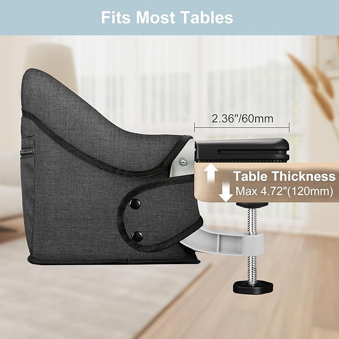 Hook On High Chair, Jozzve Baby High Chair, Portable High Chair for Travel, Foldable Fast Table Chair with Storage Bag, Baby Feeding Seat Clip On High Chair for Home and Travel (Brown)