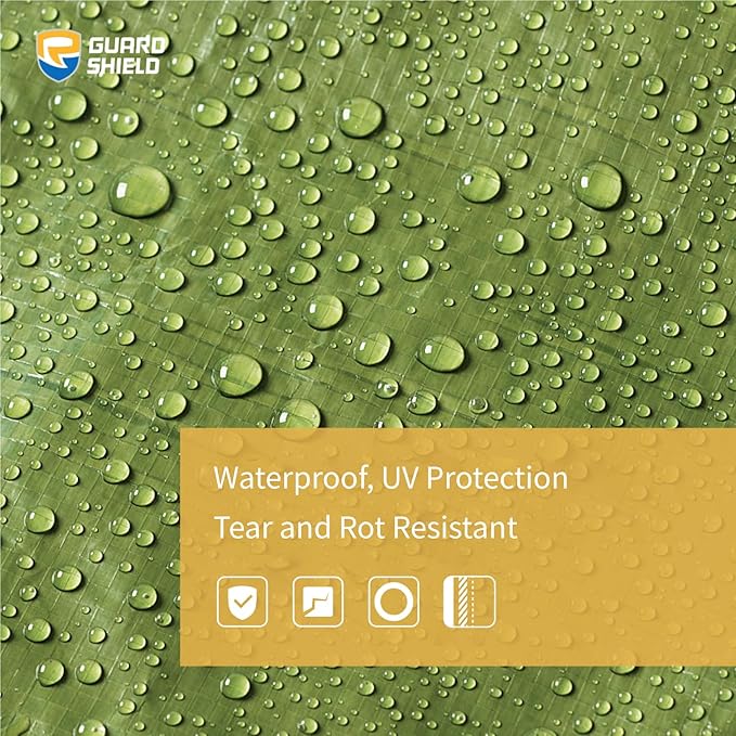 GUARD SHIELD Tarp Green 8x8 Feet Multi Purpose Waterproof Poly Tarp Cover 5mil (2-Pack)