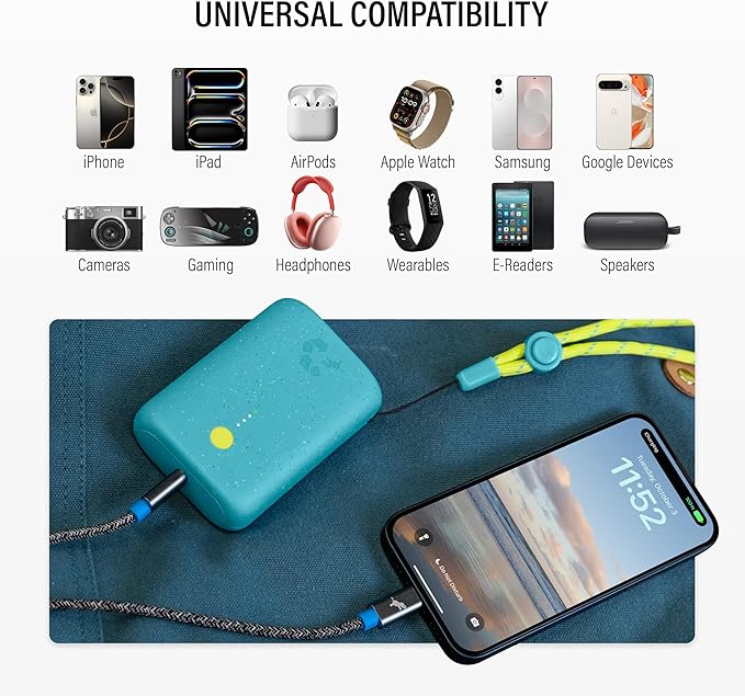 Nimble Champ Portable Charger, 10,000mAh Power Bank Fast Charging, 20W Dual USB-C Battery Pack with Cable, Travel Essential Power Bank for iPhone Laptops Galaxy Tablet Pixel iPad Macbook Kindle Airpod