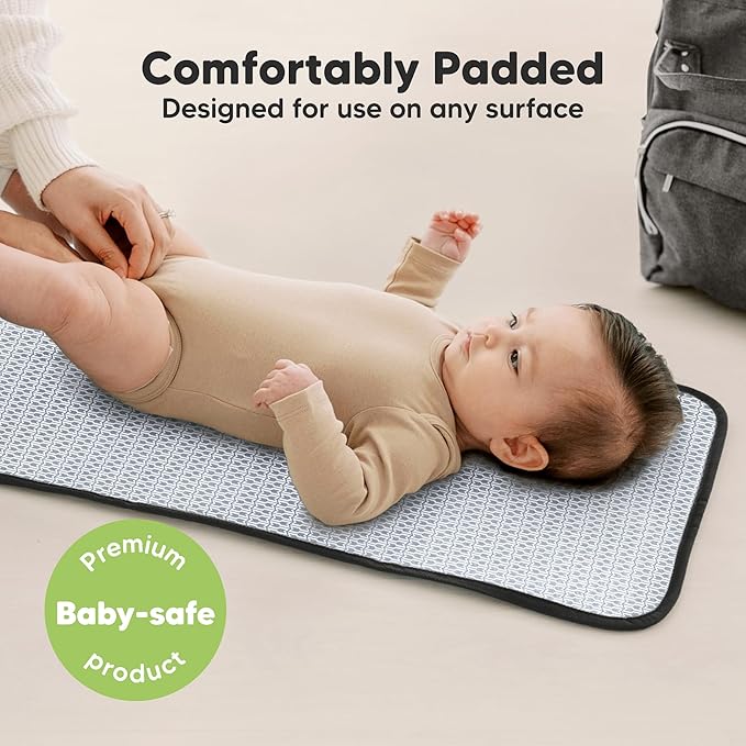 KeaBabies Portable Diaper Changing Pad, Easy Wipe Clean - Foldable Waterproof Baby Changing Mat for Diaper Bag, Compact, Lightweight, 25x13 Baby Changer Travel Essential,Machine Washable(Pets & Paws)