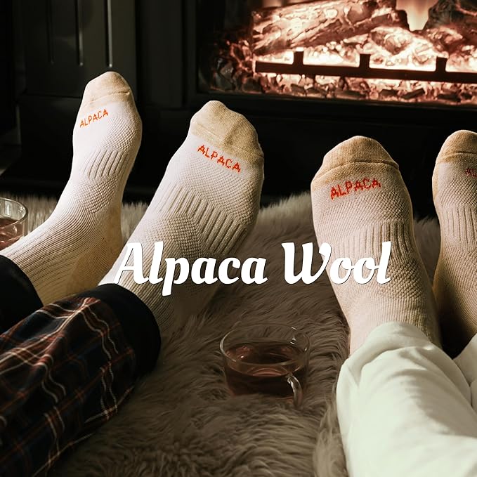 Alpaca Wool Hunting Socks 2 pairs for Men Women, Thermal Warm Compression Thick Winter Cushioned Hiking Boot Moisture Wicking