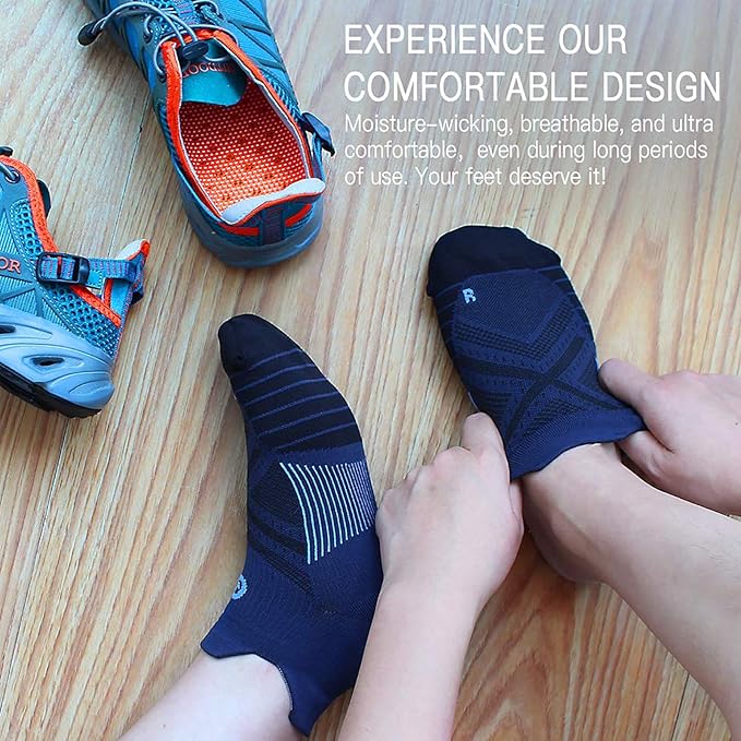 PAPLUS Ankle Compression Sock for Men and Women 2/4/6 Pairs, Low Cut Compression Running Sock with Ankle Support