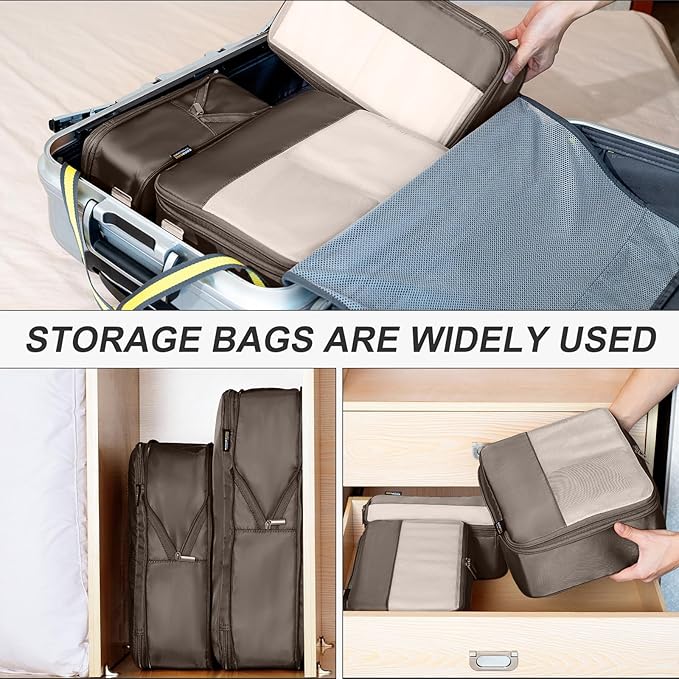 6 Set Compression Packing Cubes for Travel Essentials, Luggage Organizers for Suitcases (Charcoal Gray)
