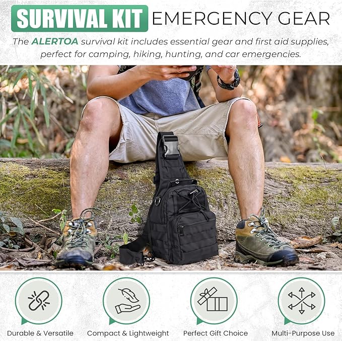 Survival Kit - All-in-One Survival Gear and Supplies for Camping, Hiking, Hunting, and Car Emergencies - Essential Tools, Great Gift for Men, Fathers, Boyfriends, Boys, Dads and Scouts