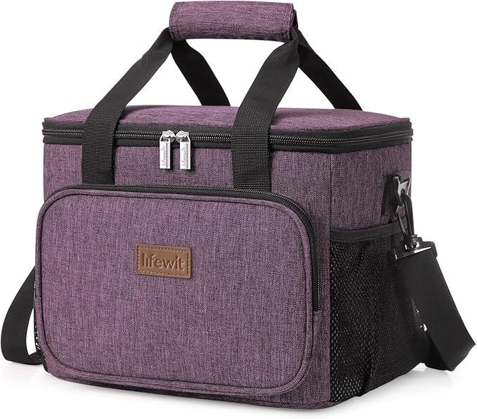 Lifewit Large Lunch Bag Insulated Lunch Box Soft Cooler Cooling Tote for Adult Men Women, Purple 24-Can (15L)
