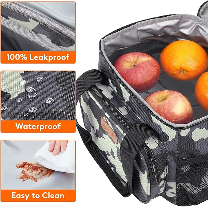 Lifewit Medium Lunch Bag Insulated Lunch Box Soft Cooler Cooling Tote for Adult Men Women, Camouflage 12-Can (9L)