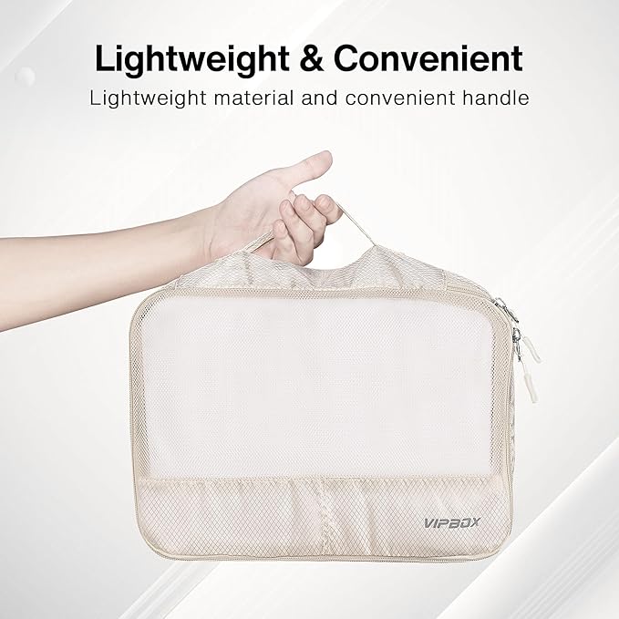 5 Set Packing Cubes Travel for Luggage Durable Suitcases Organizer Bags Lightweight Airplane Travel Vacation Essentials Accessories for Carry on (Cream)