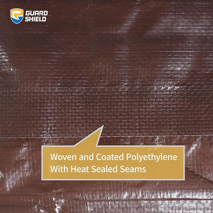 GUARD SHIELD Brown Tarp 8x10 Feet Waterproof Tarps Lightweight Camping Tarp Outdoor Multi Purpose Poly Cover 6mil