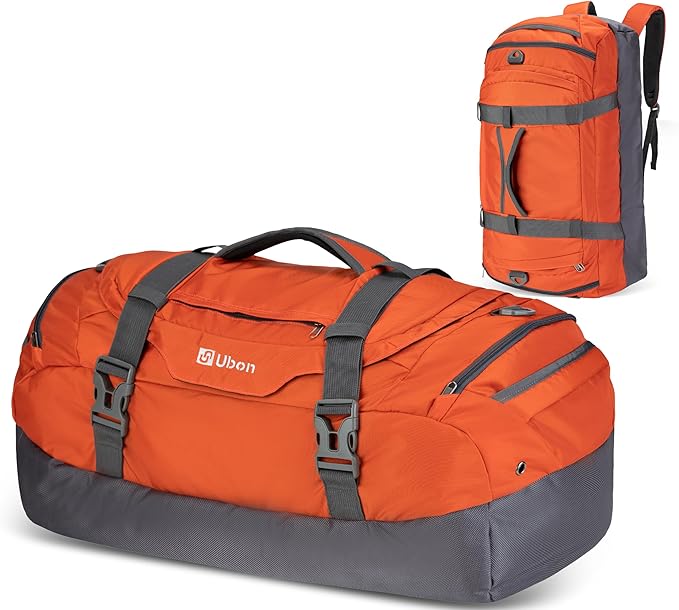 Ubon Large Duffel Bag Weekender Bags with Shoe Compartments 4-Way Sports Gym Backpack with Padded Straps Camping Traveling Duffle Bag