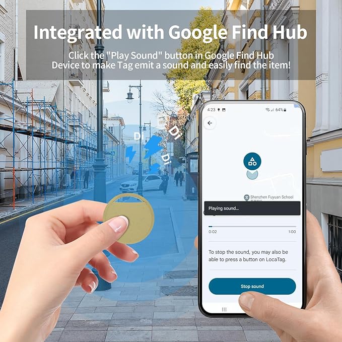Android Air Tracker Tag 4 Pack for Luggage Tracker Tags Works with Google Find My Device App, Bluetooth Tracker Tag Key Finder and Item Locator for Wallets, Backpack, Suitcases, Replaceable Battery