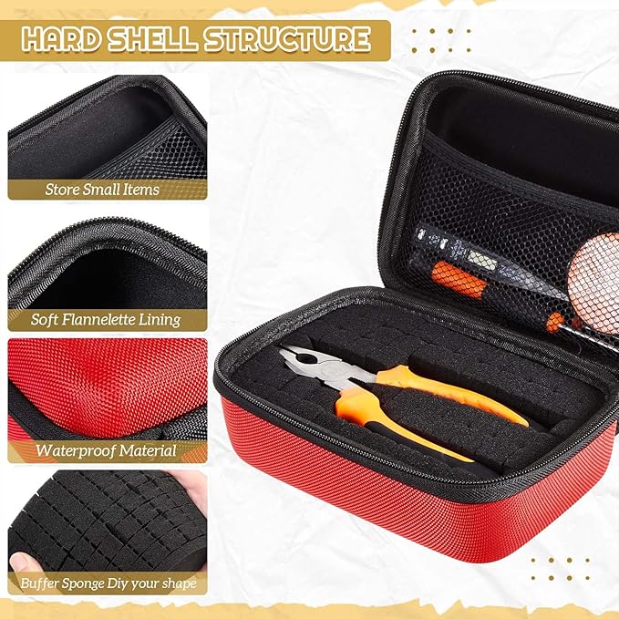 EVA Hard Case with Customizable Foam Protective EVA Carrying Case Shockproof Outdoor for Camera, Digital Products, Electronic Instruments with Knife(Red,7.1 x 4.7 x 3.1 Inch)