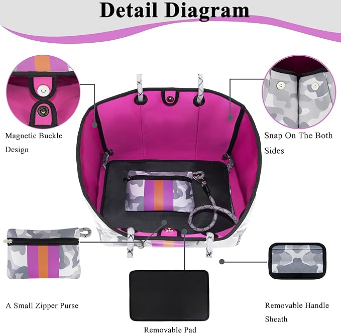 QOGiR Neoprene Multipurpose Beach Bag Tote with Inner Zipper Pocket … … … …