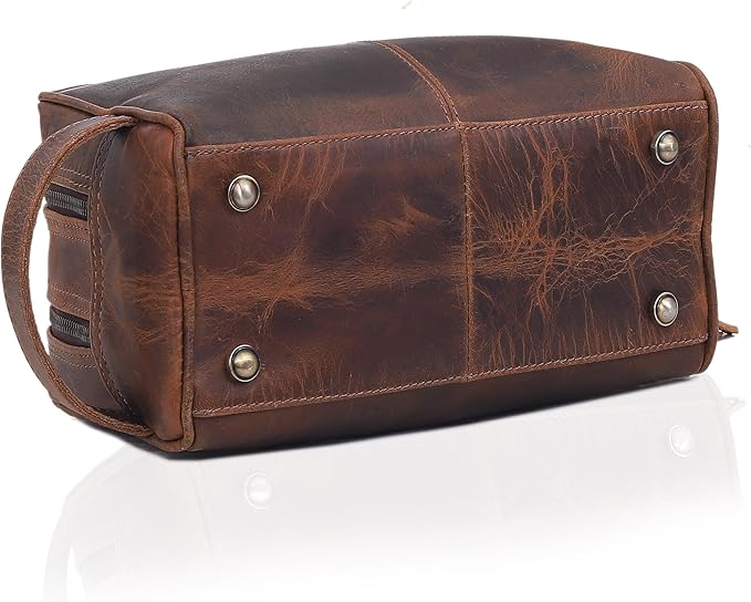 VC VINTAGE COUTURE Leather Toiletry Bag for Men Extra Large Leather Men's Toiletry Bag for Traveling Real Leather Dopp Kit for Men Leather Shaving Bag for Travel