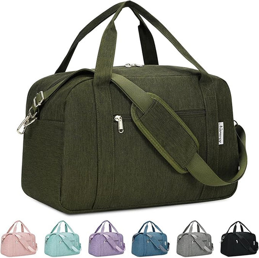 Narwey 18" Carry on Bag Underseat for Airplane with Wet Pocket Spirit Airlines Personal Item Bag Travel Duffel Bag Small Gym Bag Weekender Overnight for Women and Men (Army Green)