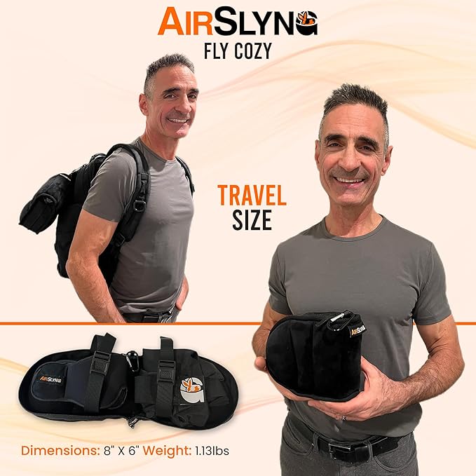 3-in-1 Airplane Sleep Support System - Integrated Plane Sleeping Accessories with Memory Foam Long Haul Flight Pillow, Adjustable Travel Eye Mask, and Blanket-Like Body Sling - Fits in Carry On