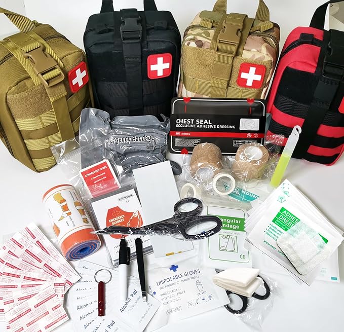 IFAK Kit Trauma Kit Military Medical First Aid Kits Bleeding Contral Emergency Survival Bug Out Bag for Camping Gear Supplies Hiking (Black)