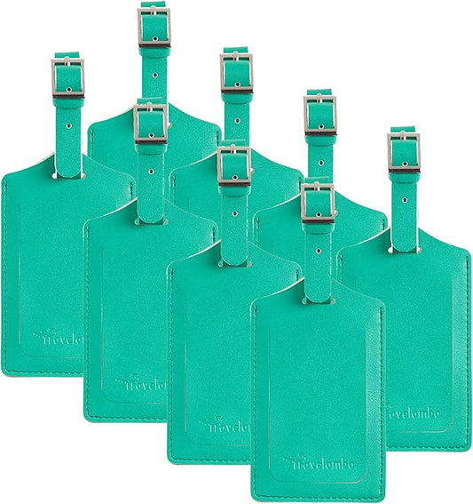 8 Pack Leather Luggage Travel Bag Tags by Travelambo