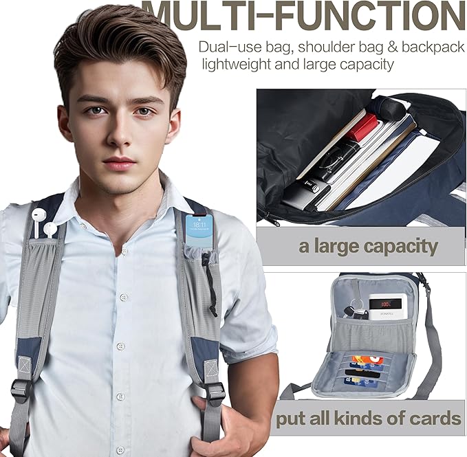 35L Foldable Waterproof Backpack For Outdoor Sports Travel Inside Wet Clothes Compartment Packable For Multiple