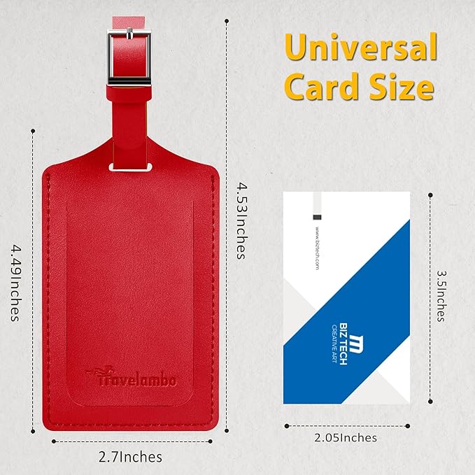Travelambo Luggage Tags for Suitcases PU Leather Travel Tags Bag Tags Privacy Protection Travel Essentials