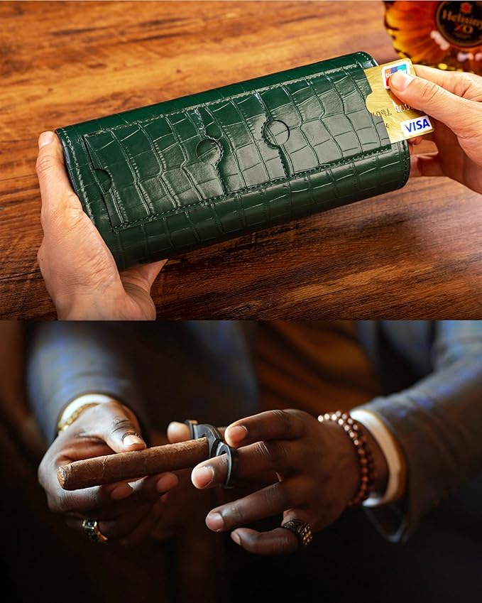 MR.OKAY 3 Watch Travel Case-Classic Leather Watch Case With Superb Texture. (Portable Watch Roll Or Organizer For Storage And Display).Festival Gift For Men, All Handcrafted By Artisans.