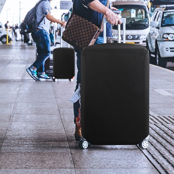 HYPER VENTURE Washable Luggage Cover - Fashion Suitcase Protector Fits 31-32 Inch Luggage (Black, XL)