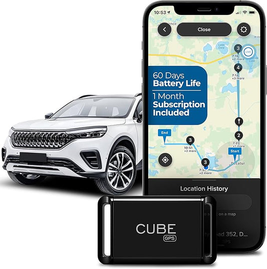 Cube GPS Tracker for Vehicles Assets Kids, Mini GPS Trackers for Dogs, Car Tracker Device: Real Time Worldwide Location SOS Pings Geo-Fencing + Rechargeable Battery Requires Subscription