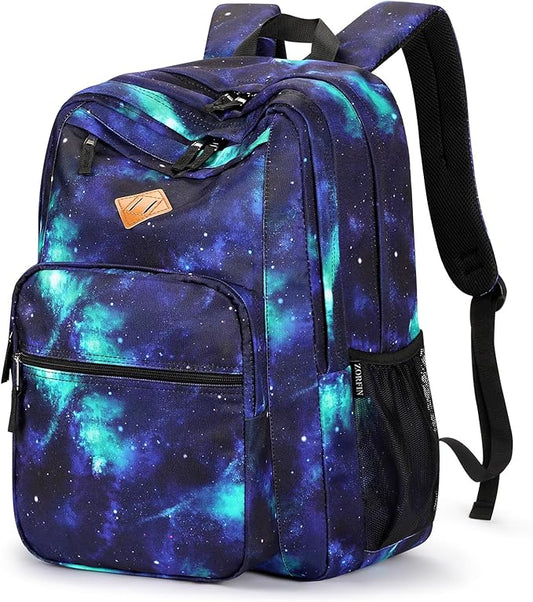 ZORFIN 26L Backpack for College, and Travel: Water Resistant Bookbag - Cyberspace Galaxy