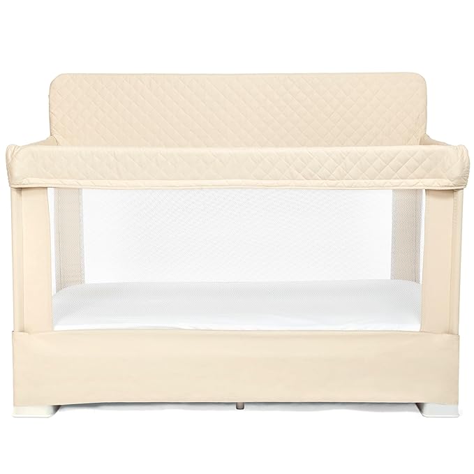 Baby Delight Lunaire Full Size Crib | Breathable Mesh Baby Crib | Tool-Free Assembly Baby Bed | 100% GOTS Certified Organic Cotton Fabric | Organic Oat