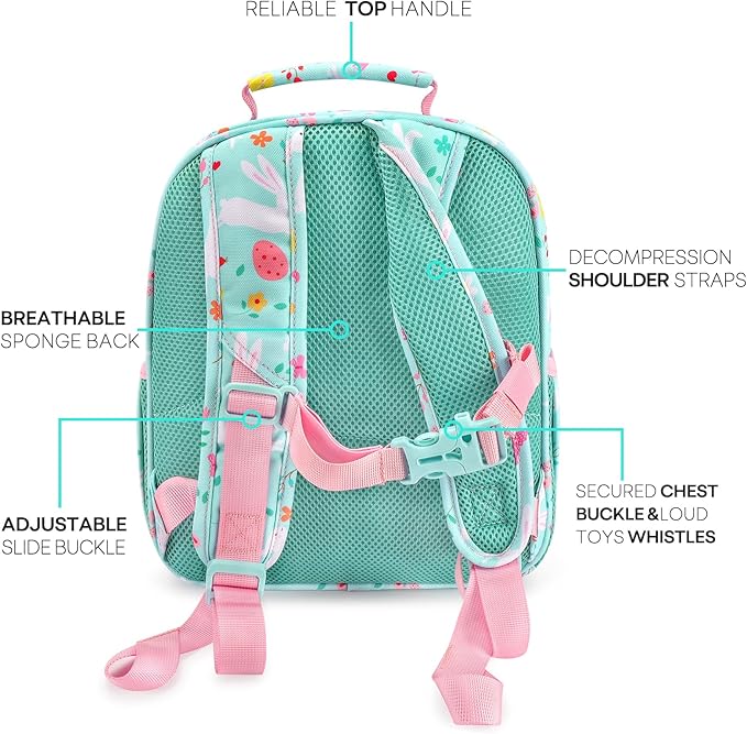mibasies Toddler Backpack for Girls 2-4: Cute Kids Backpacks for Girls - Preschool Kindergarten Backpack - Rabbit