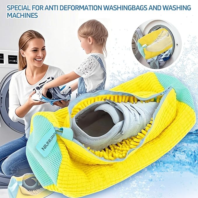 Shoe washing machine bag,Sneaker Laundry Bag for Shoes, Reusable and Durable Shoe Laundry Bag for Washer and Dryer,Suitable for cleaning shoes, gym, tennis, basketball, shoe storage (Yellow -2 pieces)