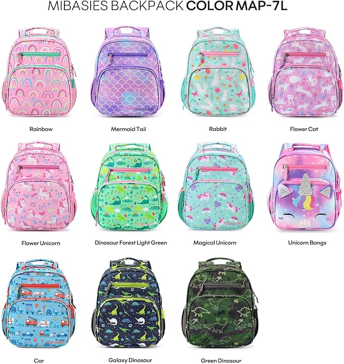 mibasies Toddler Backpack for Girls 2-4: Cute Kids Backpacks for Girls - Preschool Kindergarten Backpack - Flower Unicorn