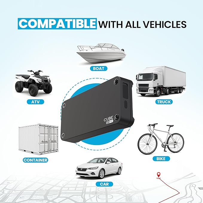 Cube Pro GPS Tracker for Vehicles with Built-in 1 Year Battery - IP67 Waterproof Real Time GPS Tracker for Cars - iOS & Android Compatible - Hidden Magnetic Tracking Device for Cars, Fleets, Trailers