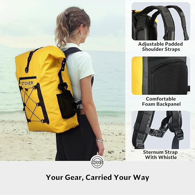STOVER 5/10/25/30/40/55L Waterproof Backpack- Floating Dry Bag for Kayaking, Travel, Beach, Hiking, & Camping, Men/Women