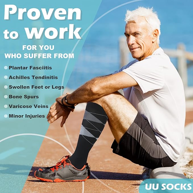 Medical Compression Socks for Women and Men 3 Pairs 20-30 mmHg Knee High Christmas Compression Stockings Circulation Best for Running Athletic Nurses