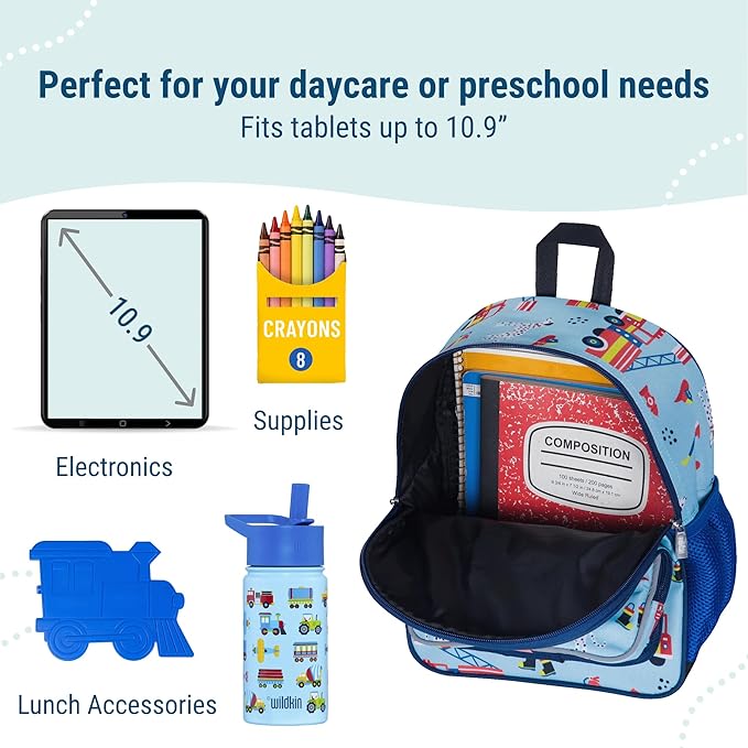 Wildkin 12-inch Kids Backpack – Padded, Adjustable, Ideal for Daycare & Travel - Firefighters