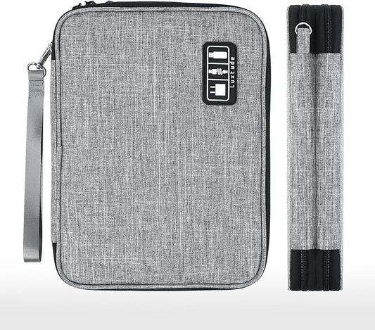 Luxtude Travel Cord Organizer Case, Electronic Organizer Travel Case Large, Cable Organizers Bag, Tech Bag for Cable Storage/Cord Storage/iPad Pro(up to 11")/Wall Charger/Electronics