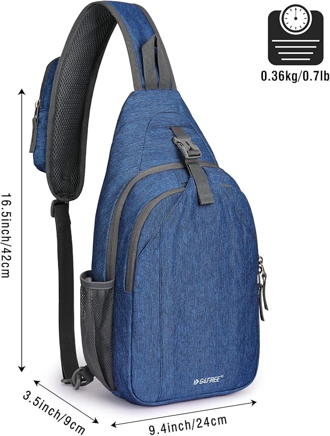 G4Free Sling Bag RFID Blocking Sling Backpack Crossbody Chest Bag Daypack for Hiking Travel(Dark Blue)