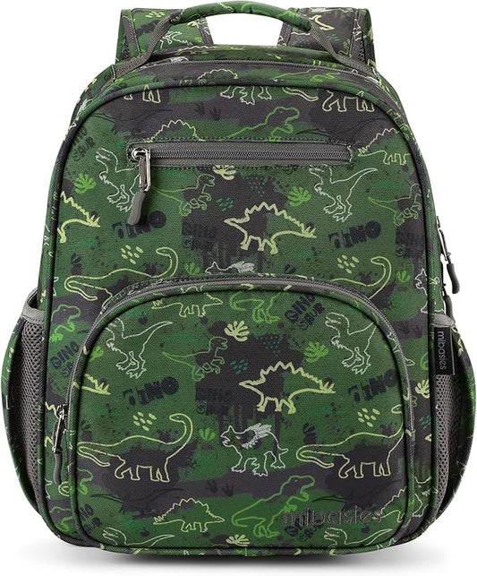 mibasies Boys Backpack 5-8: Lightweight Kids Backpacks Boys - Boy Bookbag for Elementary School - Green Dinosaur