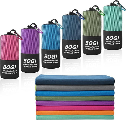 BOGI Microfiber Travel Sports Towel-Quick Dry Soft Lightweight Absorbent Compact Sports Towel for Camping Gym Beach Bath Yoga Swimming Backpacking (XL:72''x32''+16''x16''-Mint)