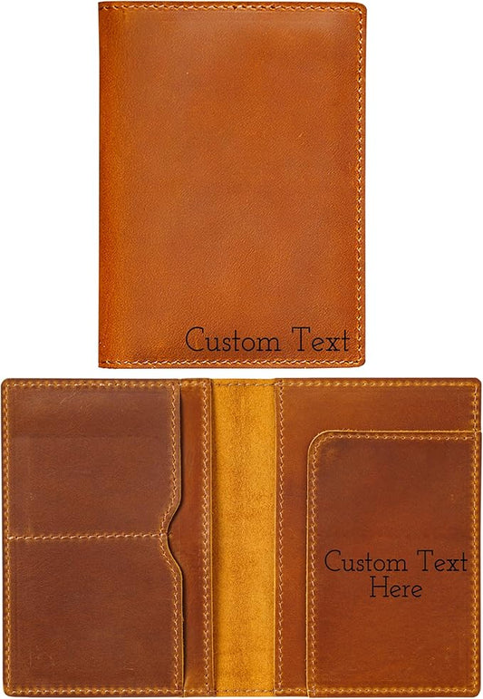 HIFA Personalized Leather Passport Holder, Handmade Passport Cover with Card and Ticket Slot - Genuine Leather, Elegant Design, Easy Access - Passport Case, Passport Wallet, Passport Holder