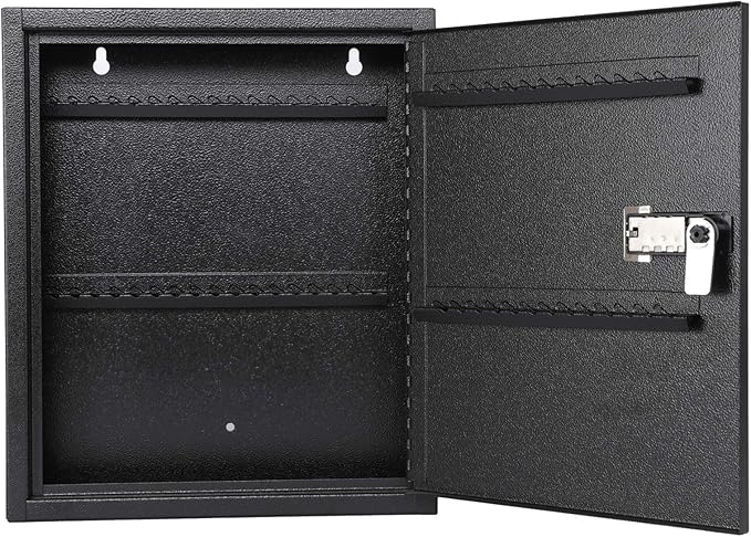 KYODOLED 60-Key Storage Lock Box with Code, Wall Mount Combination Lock Box, Key Hooks & Labels, Black