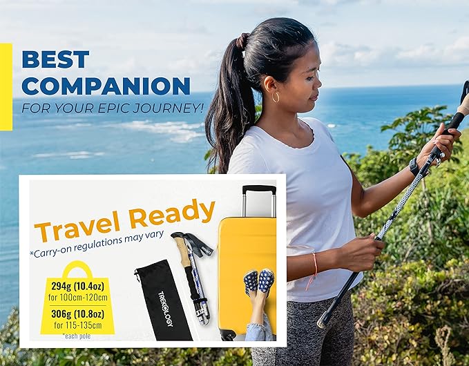 Trekology Trek-Z Collapsible Hiking & Trekking Poles - Balance Support for Seniors, Women, and Men, 2pc Per Set