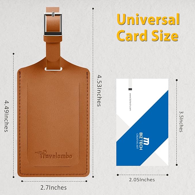 Travelambo Luggage Tags for Suitcases PU Leather Travel Tags Bag Tags Privacy Protection Travel Essentials