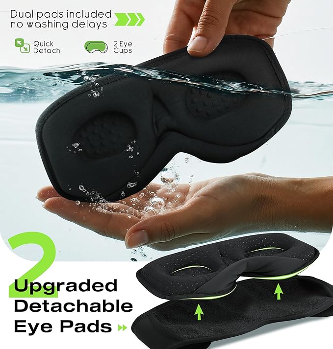 MUSICOZY Sleep Headphones with Bluetooth 5.4 Sleep Mask, Removable 3D Eye Cups for Zero Pressure Comfort, Wireless Bluetooth Eye Mask for Sleeping with Timer, Gifts for Men Women