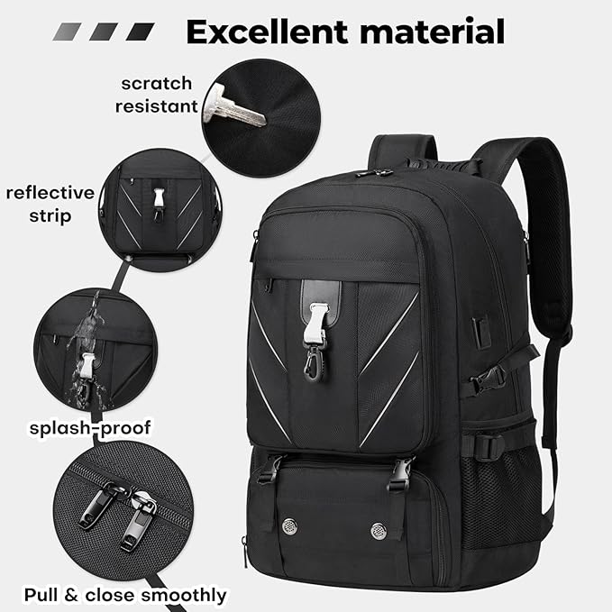 18.4 Inch Large Travel Backpack with Shoe Compartment,80L Water Resistant Anti Theft Backpacks with USB Charging Port,Carry on Flight Approved Laptop Bag Multiple Backpack (Fits above 5.91 ft height)