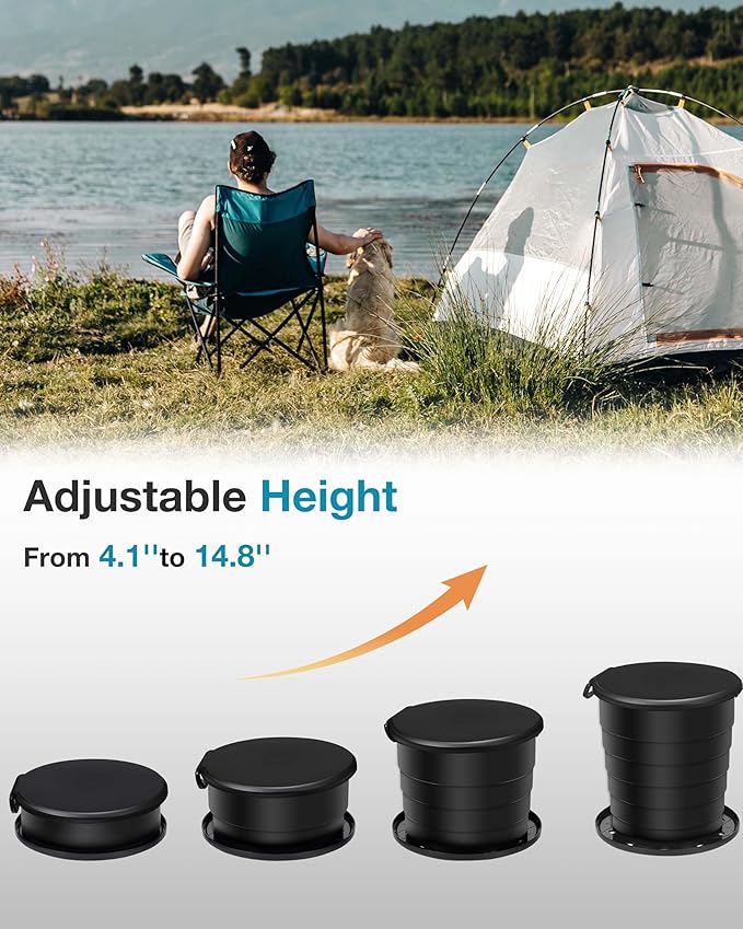 TRIPTIPS Upgrade Retractable Portable Toilet Travel Toilet Adjustable Height Camping Toilet Portable Potty for Adults Kids, Foldable Portable Toilet for Camping/Car
