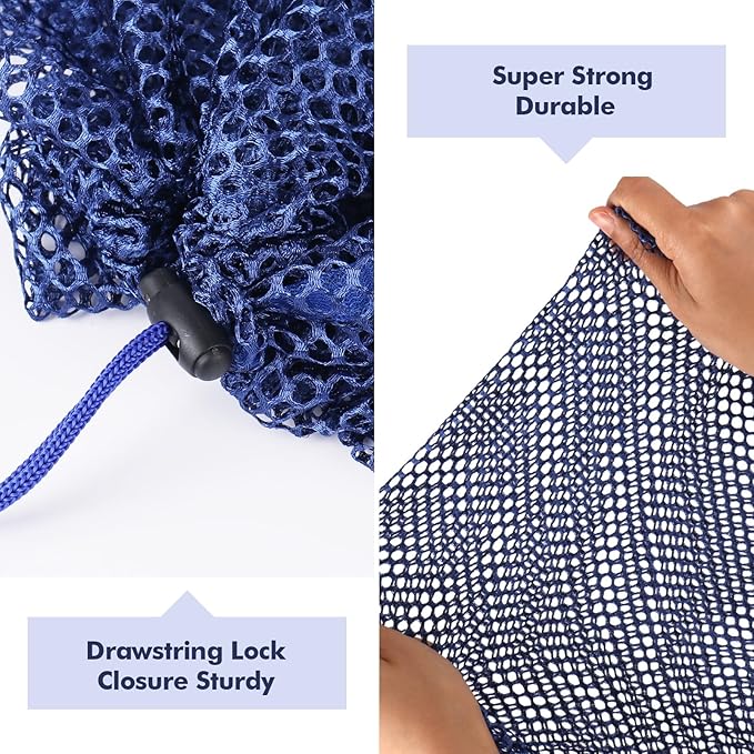 3Pcs Mesh Laundry Bags Washing Machine Mesh Wash Bags Jumbo for Delicates Clothes,Bed Linen,Toys with Drawstring Closure Sturdy(3 XXLarge 28 x 26 Inches, Blue)