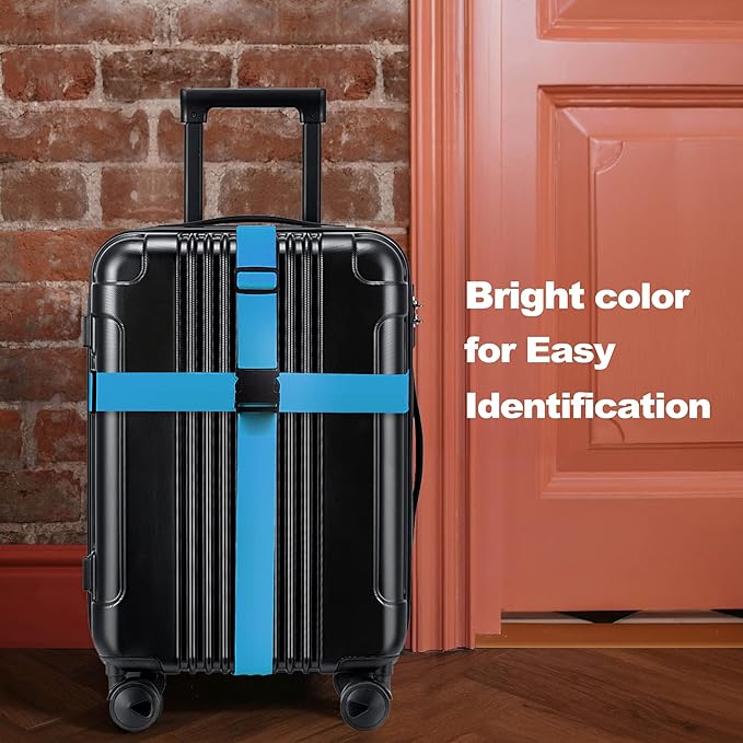 Luggage Straps for Suitcases TSA Approved Travel Belt 8 Pack by Chelmon (Sky Blue)